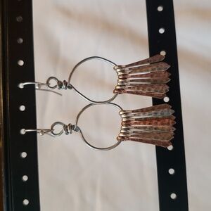 Earrings Silver, Copper and Gold tone Metals.